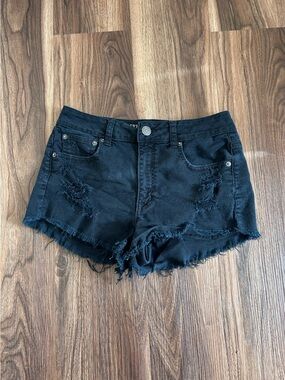 American Eagle Outfitters Black Distressed Jean Shorts